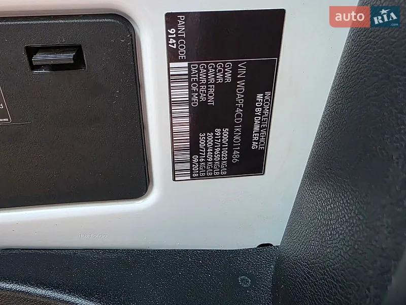 Mercedes-Benz Sprinter 2018 VIN WDAPF4CD1KN011486 фото оголошення 19 з 54