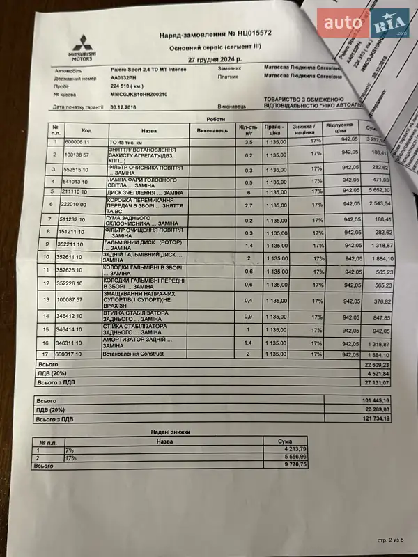 Позашляховик / Кросовер Mitsubishi Pajero Sport 2016 в Виноградові документ