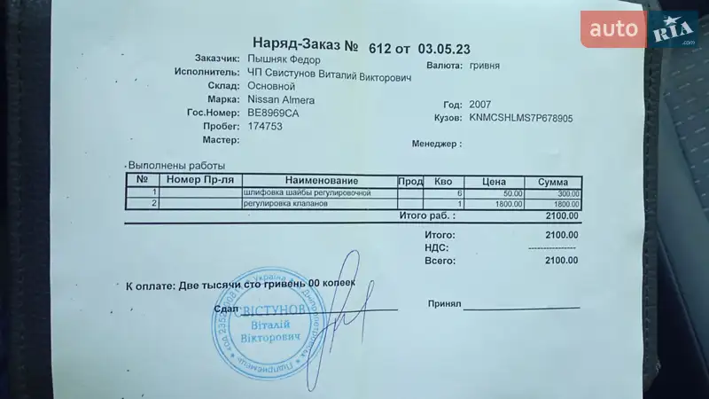 Седан Nissan Almera Classic 2007 в Днепре документ