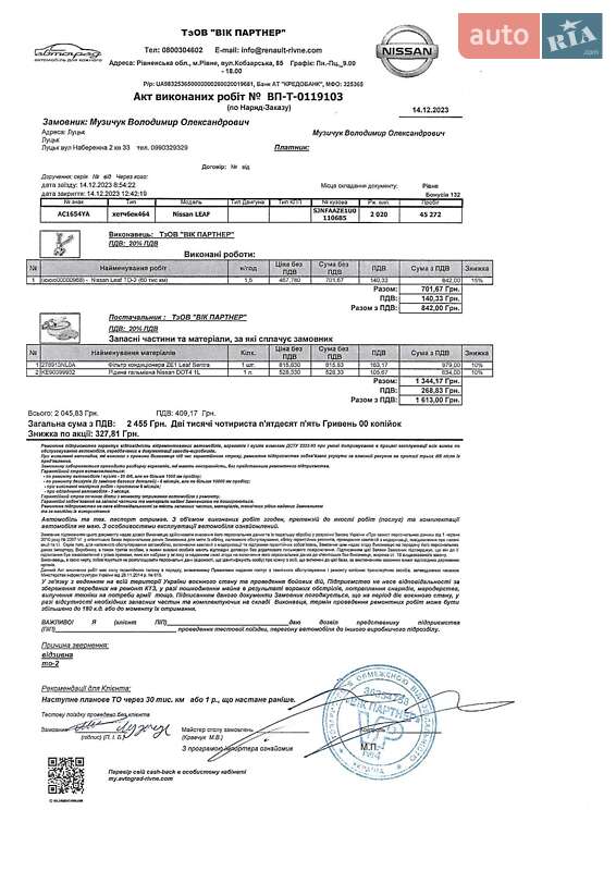 Хэтчбек Nissan Leaf 2020 в Луцке