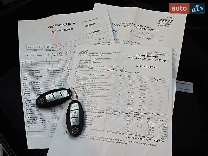 Хэтчбек Nissan Leaf 2014 в Виннице документ
