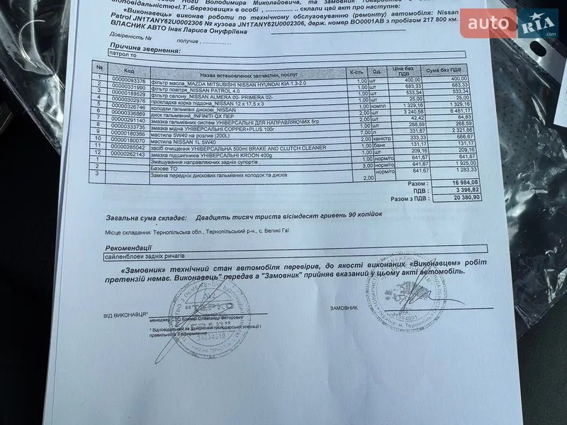 Внедорожник / Кроссовер Nissan Patrol 2011 в Тернополе документ