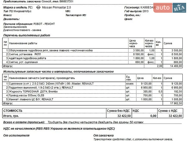 Грузовой фургон Nissan Primastar 2013 в Киеве документ 2 фото Грузовой фургон Nissan Primastar 2013 в Киеве документ