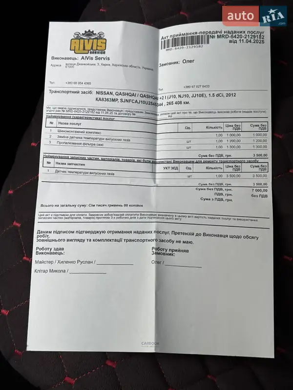 Позашляховик / Кросовер Nissan Qashqai 2012 в Києві документ