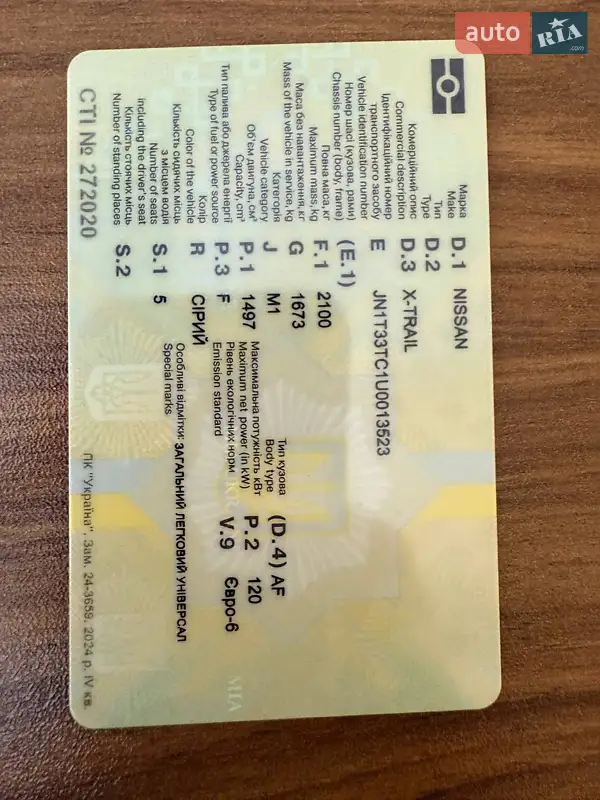 Позашляховик / Кросовер Nissan X-Trail 2024 в Києві документ