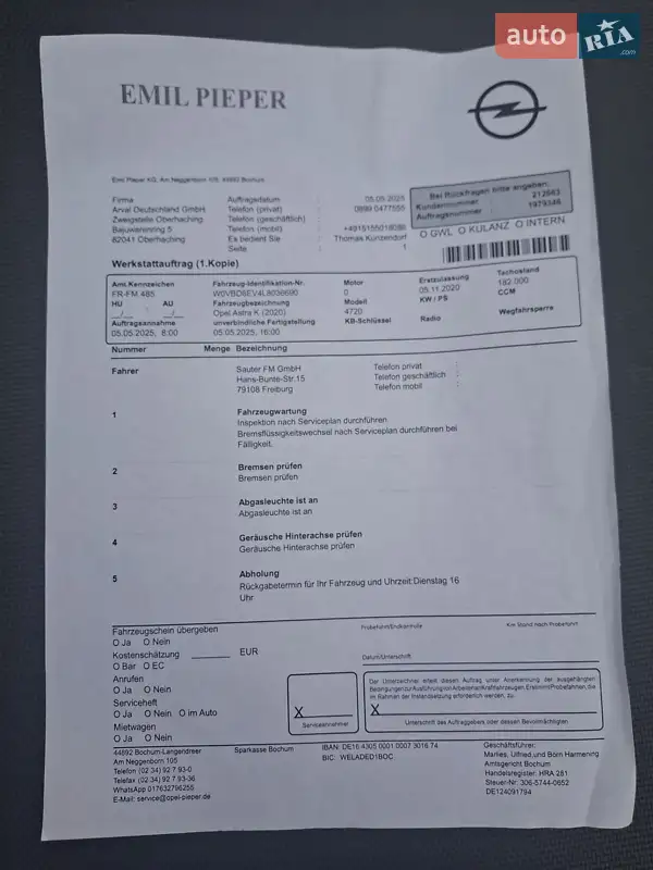 Универсал Opel Astra 2020 в Калуше документ