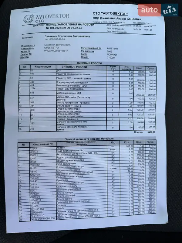 Універсал Opel Astra 2006 в Києві документ