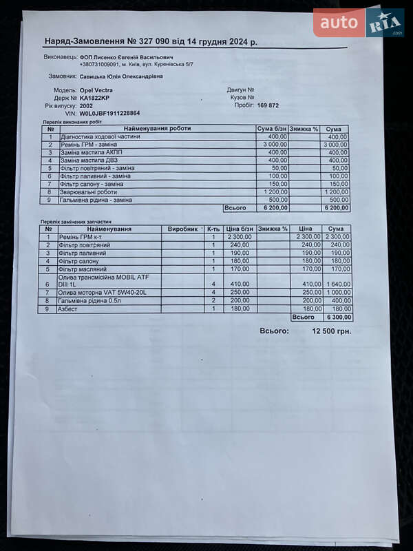 Седан Opel Vectra 2002 в Києві