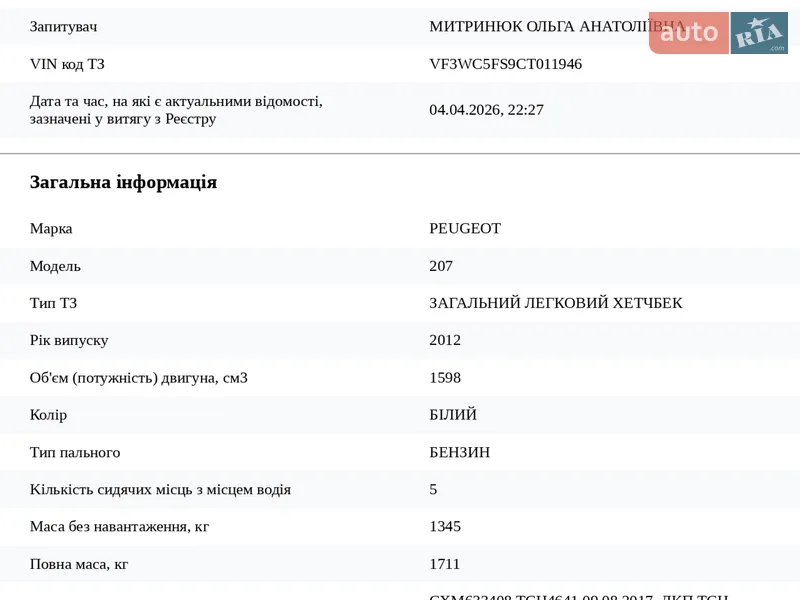 Хэтчбек Peugeot 207 2012 в Киеве документ 2 фото Хэтчбек Peugeot 207 2012 в Киеве документ