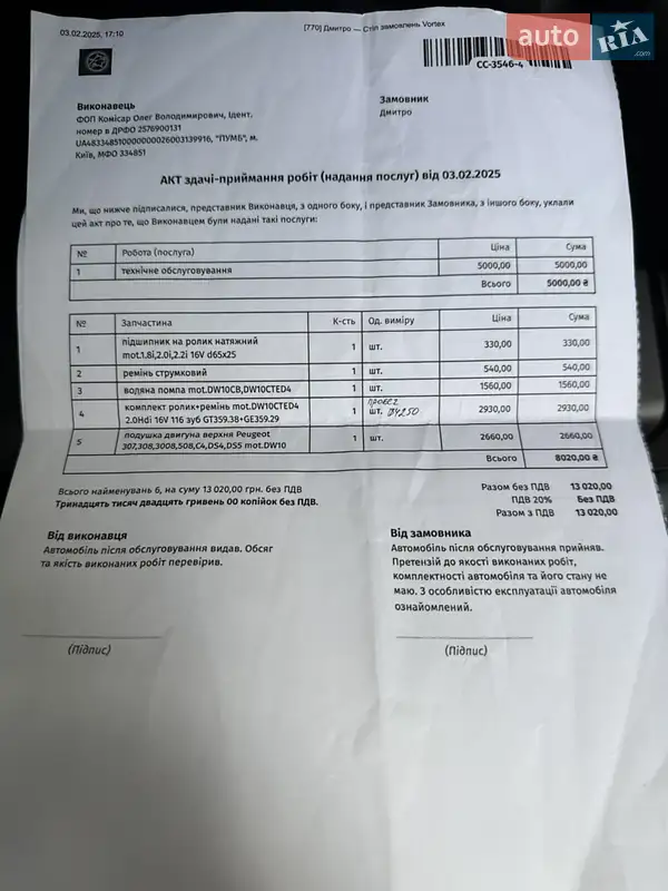 Купе Peugeot RCZ 2011 в Киеве документ