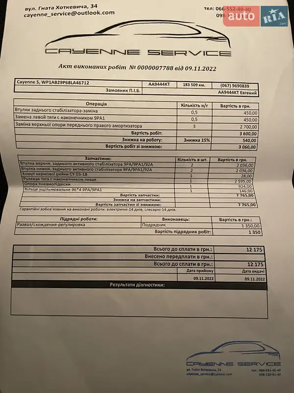 Внедорожник / Кроссовер Porsche Cayenne 2008 в Киеве документ