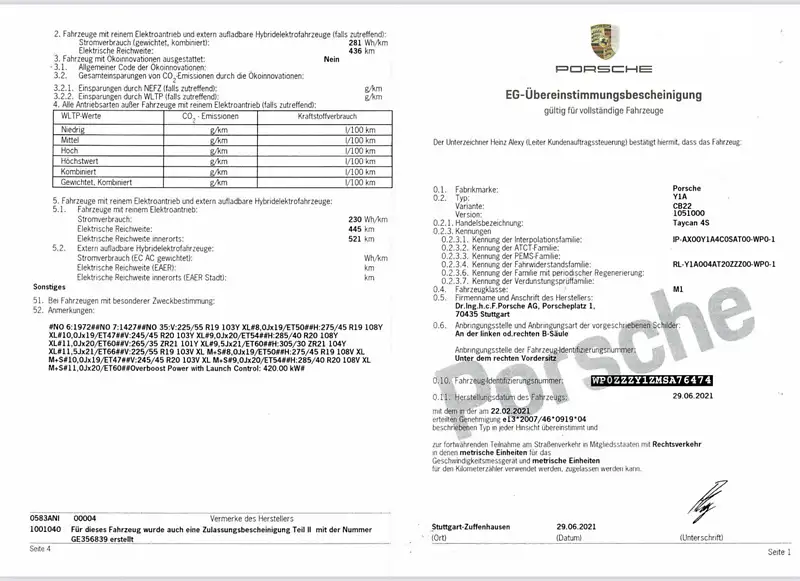 Porsche Taycan Cross Turismo 2021 в Луцке документ