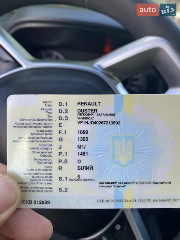 Позашляховик / Кросовер Renault Duster 2021 в Вінниці документ