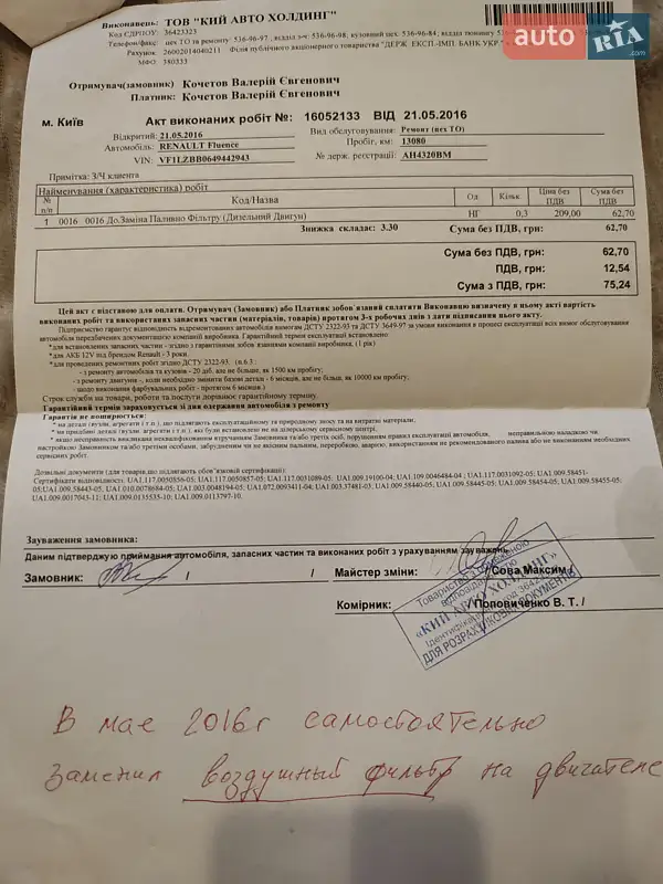 Седан Renault Fluence 2013 в Бердичеві документ