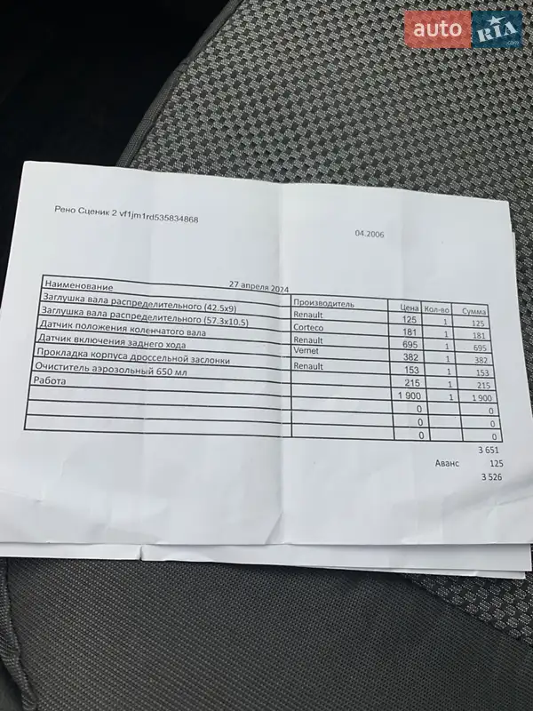 Минивэн Renault Grand Scenic 2006 в Сумах документ