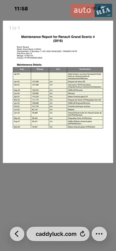 Минивэн Renault Grand Scenic 2019 в Казатине документ 2 фото Минивэн Renault Grand Scenic 2019 в Казатине документ