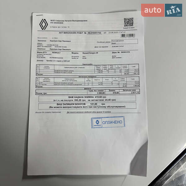 Грузовой фургон Renault Kangoo 2015 в Одессе