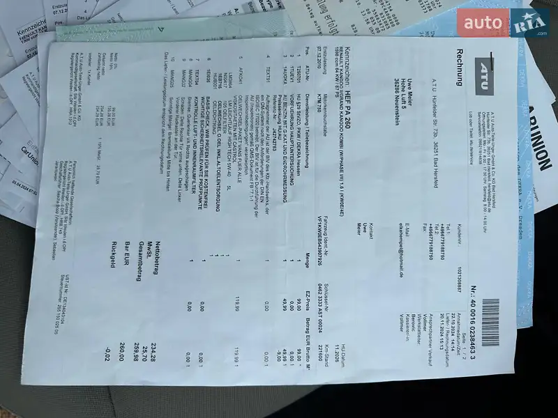 Минивэн Renault Kangoo 2010 в Виннице документ