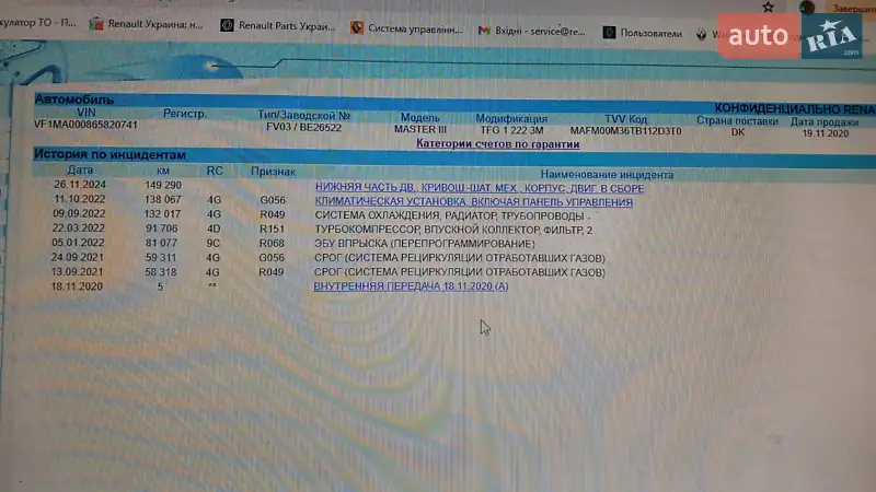 Грузовой фургон Renault Master 2020 в Львове документ