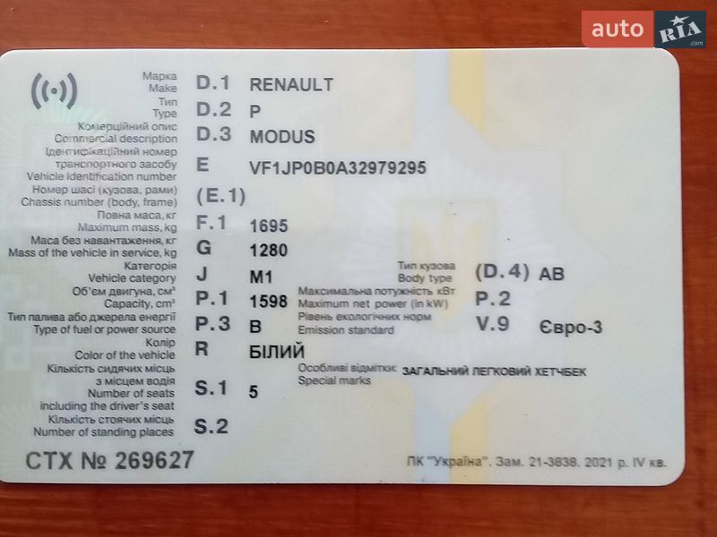 Хетчбек Renault Modus 2005 в Золотоноші
