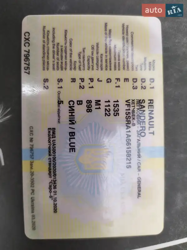 Хэтчбек Renault Sandero 2020 в Ужгороде документ