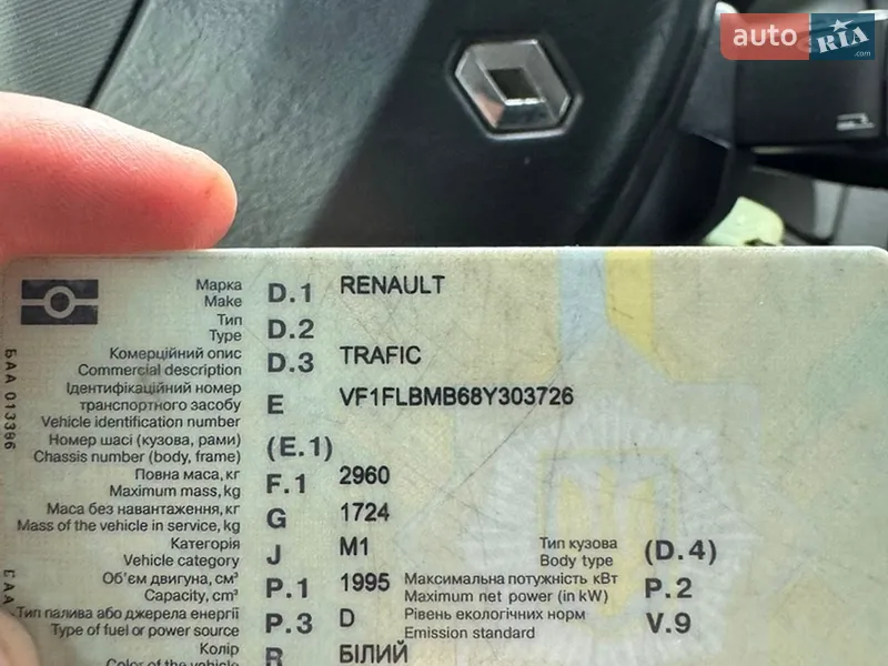 Мінівен Renault Trafic 2008 в Тернополі документ