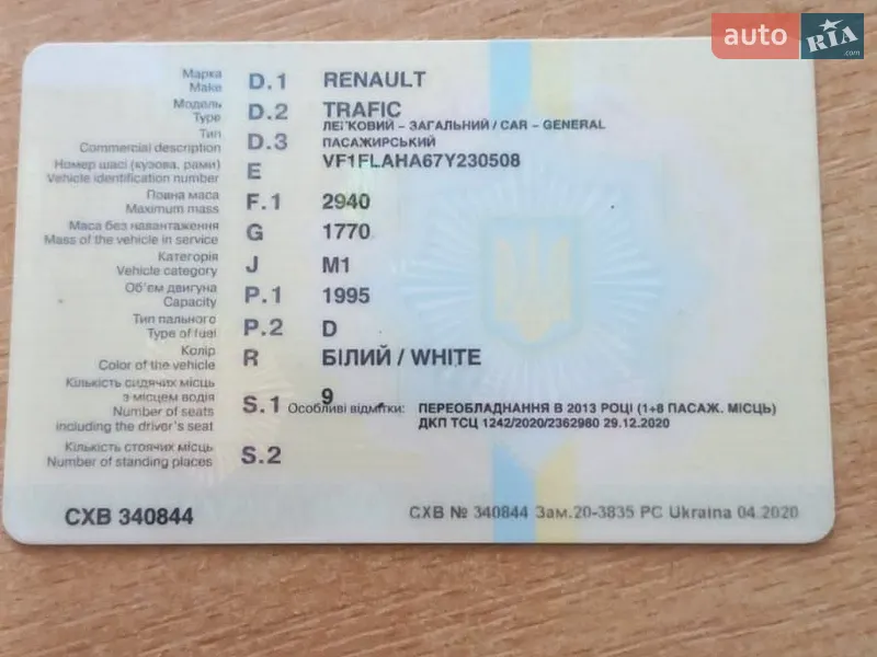 Мінівен Renault Trafic 2007 в Дніпрі документ