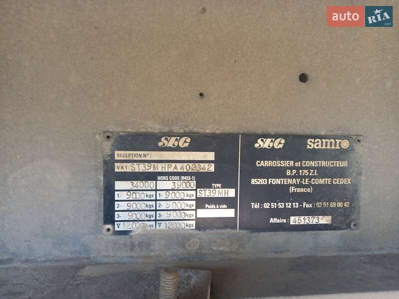 Тентований борт (штора) - напівпричіп Samro ST39WGPE 2004 в Тернополі фото 13 Тентований борт (штора) - напівпричіп Samro ST39WGPE 2004 в Тернополі