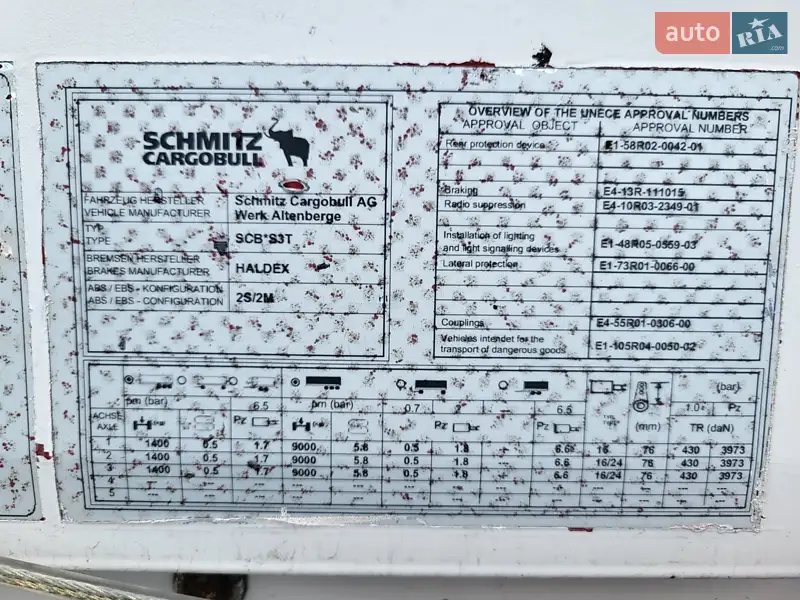 Тентований борт (штора) - напівпричіп Schmitz Cargobull SCB S3T 2014 в Чорноморську документ