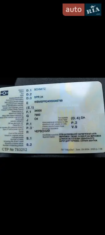 Бортовой полуприцеп Schmitz Cargobull SPR 24 1995 в Варве документ