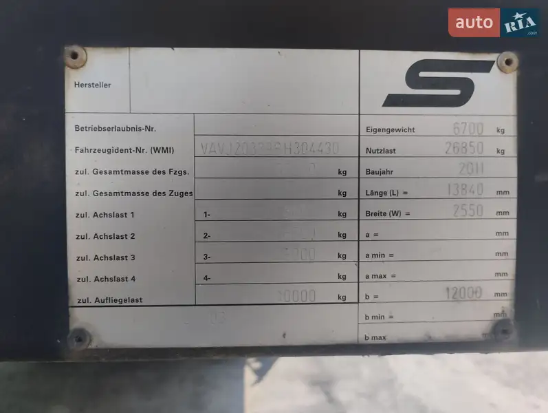Борт Schwarzmuller S1 2012 в 