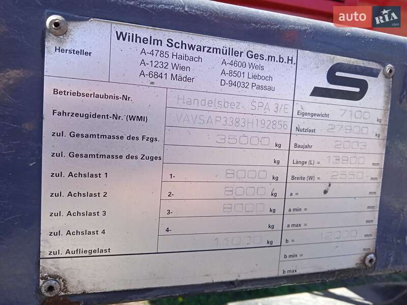 Самоскид напівпричіп Schwarzmuller SPA-3E 2003 в Умані