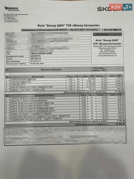 Универсал Skoda Octavia 2014 в Киеве документ