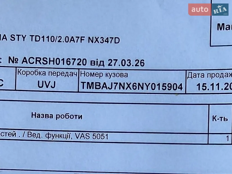 Лифтбек Skoda Octavia 2021 в Кривом Роге документ