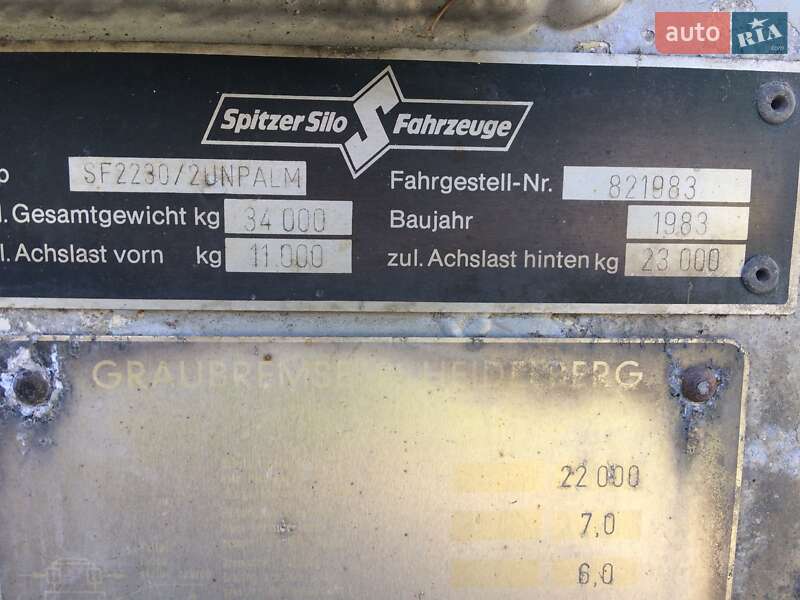 Цистерна напівпричіп Spitzer Silos 1983 в Теребовлі