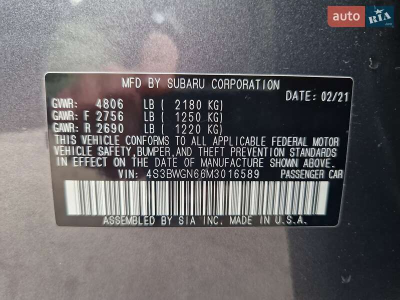 Седан Subaru Legacy 2021 в Днепре