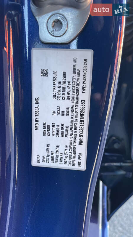 Седан Tesla Model 3 2022 в Одесі
