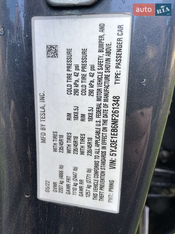 Седан Tesla Model 3 2022 в Первомайську фото 17 Седан Tesla Model 3 2022 в Первомайську