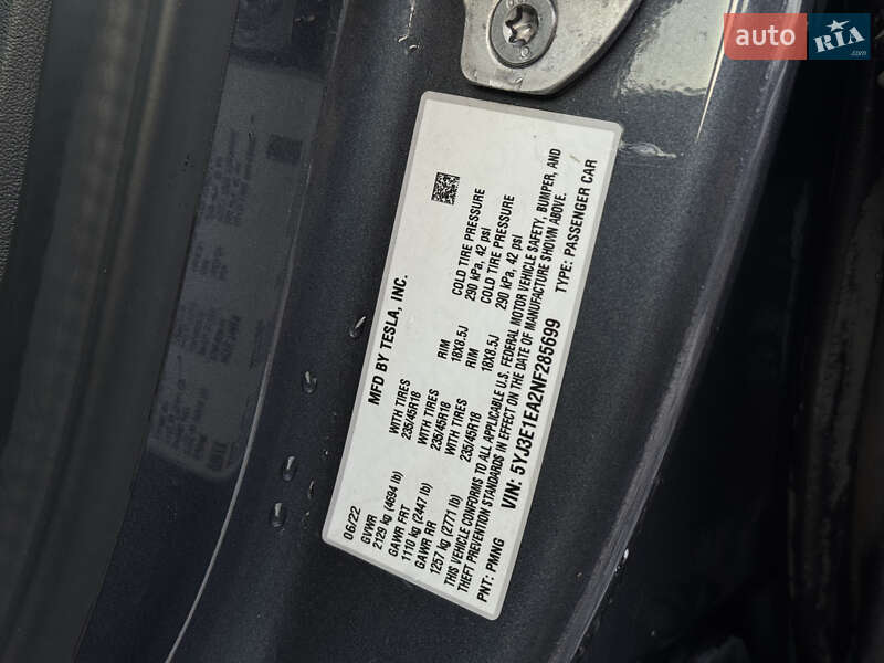 Седан Tesla Model 3 2022 в Луцке фото 12 Седан Tesla Model 3 2022 в Луцке