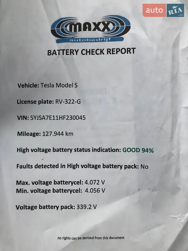 Лифтбек Tesla Model S 2017 в Любомле документ