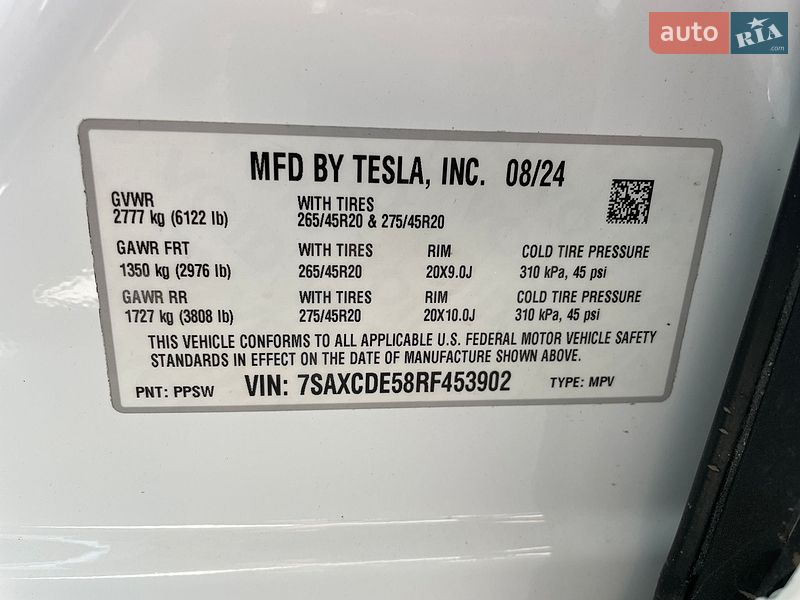 Позашляховик / Кросовер Tesla Model X 2024 в Києві фото 11 Позашляховик / Кросовер Tesla Model X 2024 в Києві