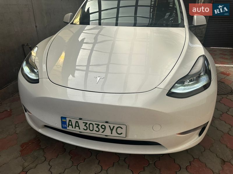 2021 Tesla Model Y, VIN 5YJYGDEE4MF243411:plate — фото 1 (autoria)
