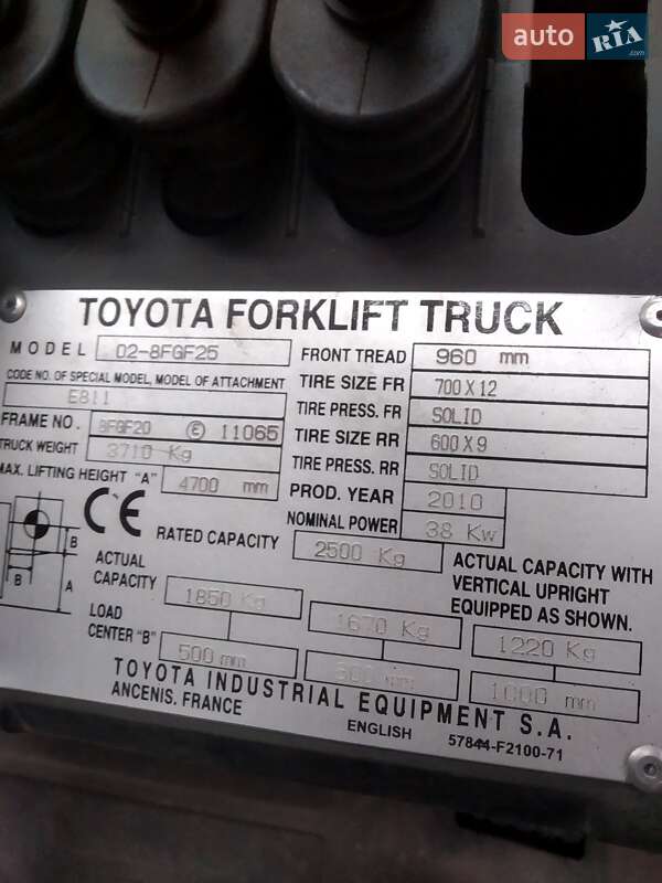 Вилочний навантажувач Toyota 02-2FG25 2008 в Києві фото 6 Вилочний навантажувач Toyota 02-2FG25 2008 в Києві