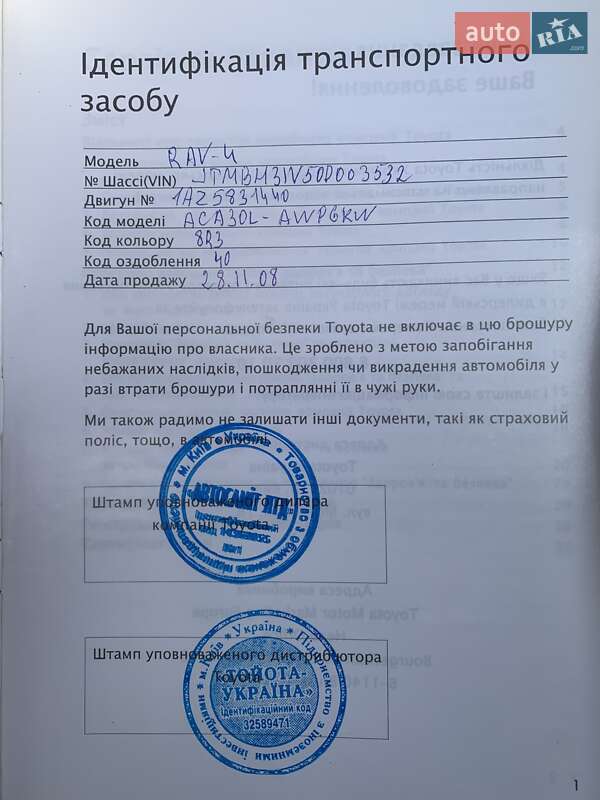Позашляховик / Кросовер Toyota RAV4 2008 в Києві
