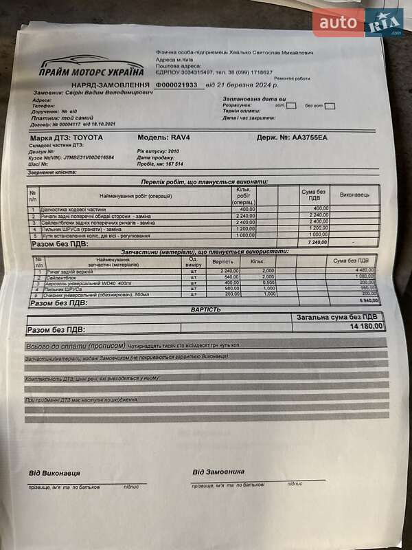 Позашляховик / Кросовер Toyota RAV4 2010 в Києві