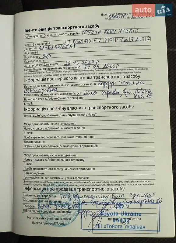 Позашляховик / Кросовер Toyota RAV4 2023 в Києві документ