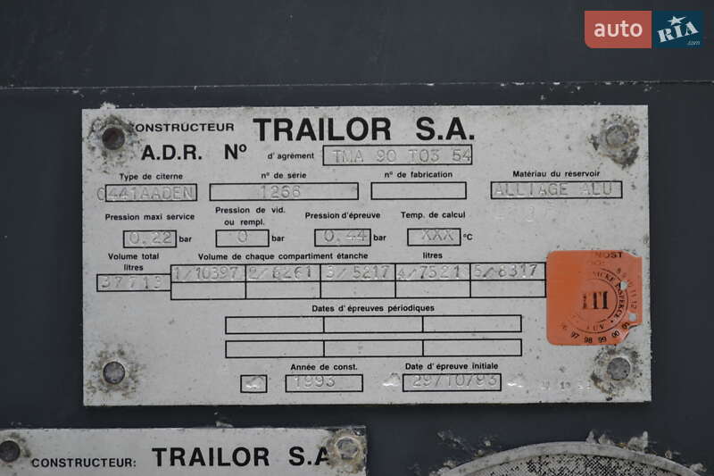 Цистерна полуприцеп Trailor S383EL 1994 в Хусте фото 9 Цистерна полуприцеп Trailor S383EL 1994 в Хусте