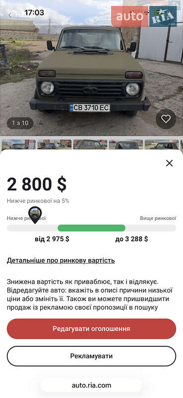 Внедорожник / Кроссовер ВАЗ / Lada 21213 Niva 2002 в Прилуках