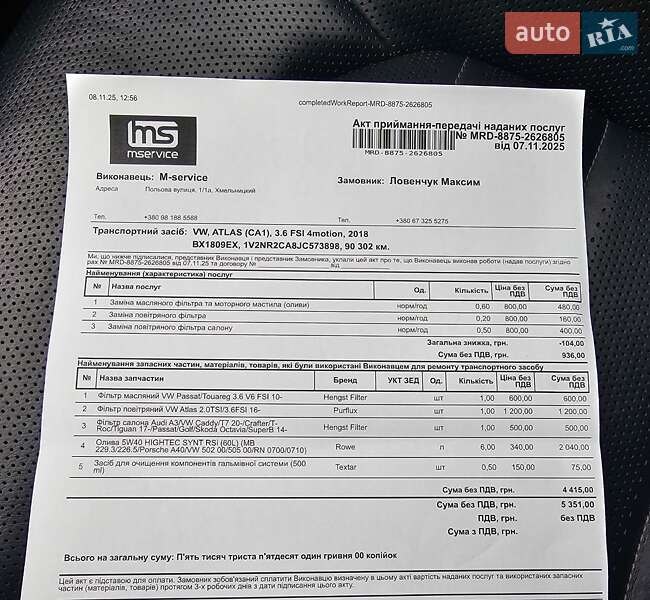 Позашляховик / Кросовер Volkswagen Atlas 2018 в Хмельницькому