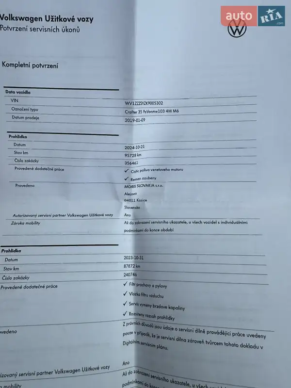 Грузовой фургон Volkswagen Crafter 2019 в Киеве документ